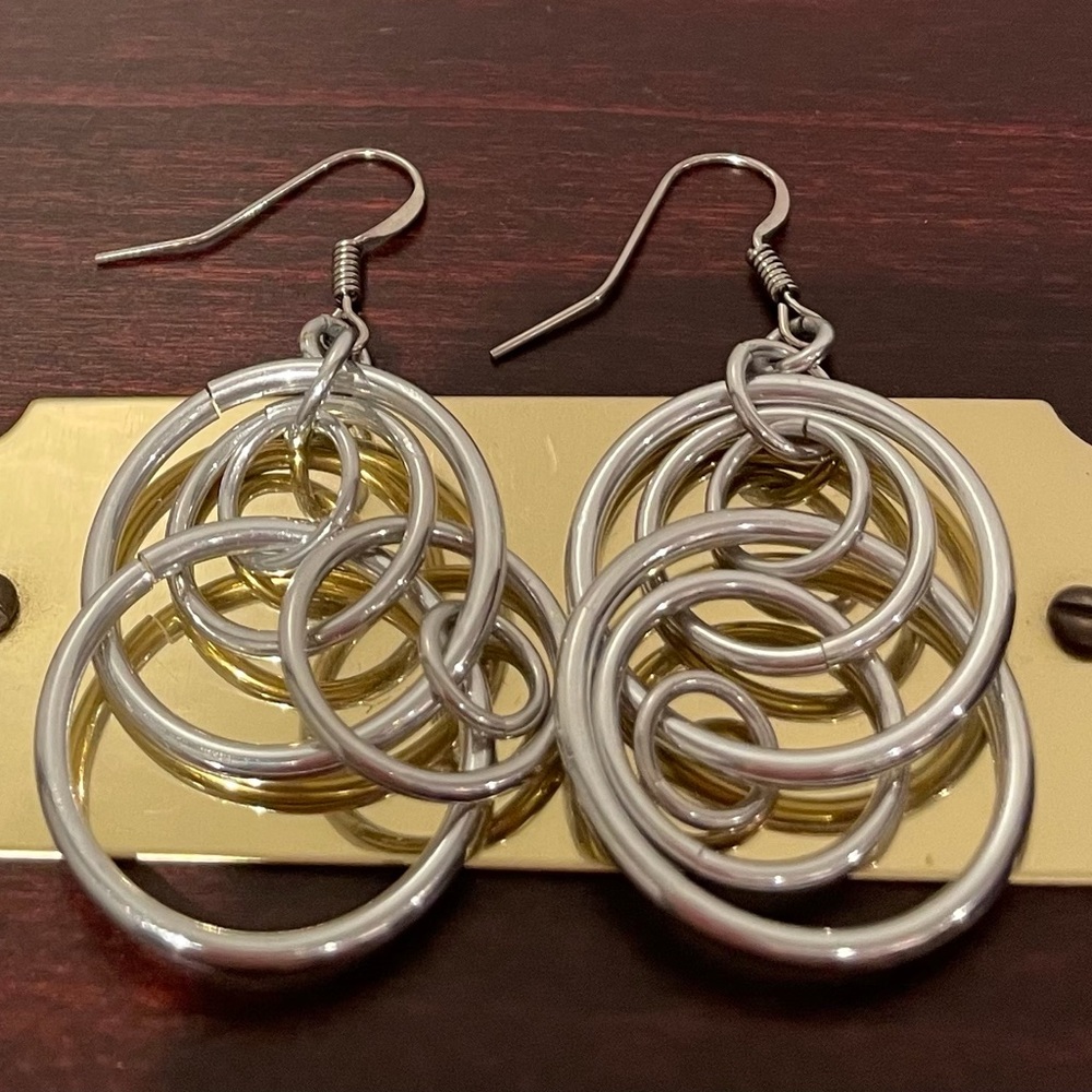 Sterling Silver Dangle Loop Earrings - image 1